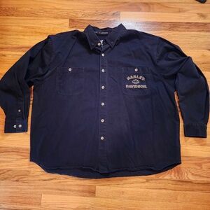 Harley Davidson Long Sleeve Heavy Cotton Embroidered Back Shirt 4XL